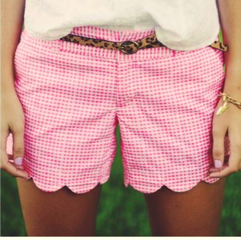 Lilly Pulitzer Fiesta Pink white Plaid Buttercup chino Shorts